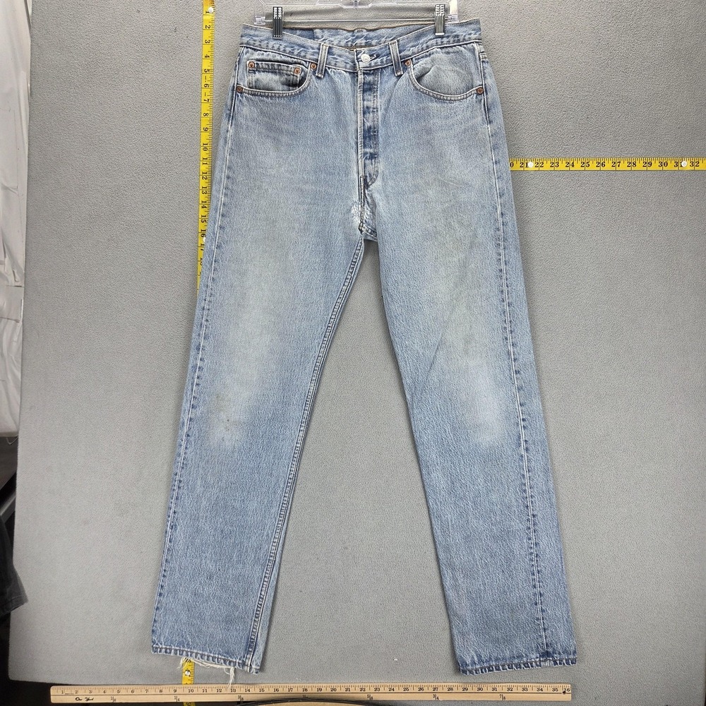 Vintage Levis 501 Jeans Mens Blue Light Wash Button Fly Made in USA Fits 31x32